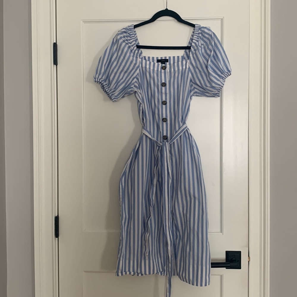 J crew striped puff sleeve dress